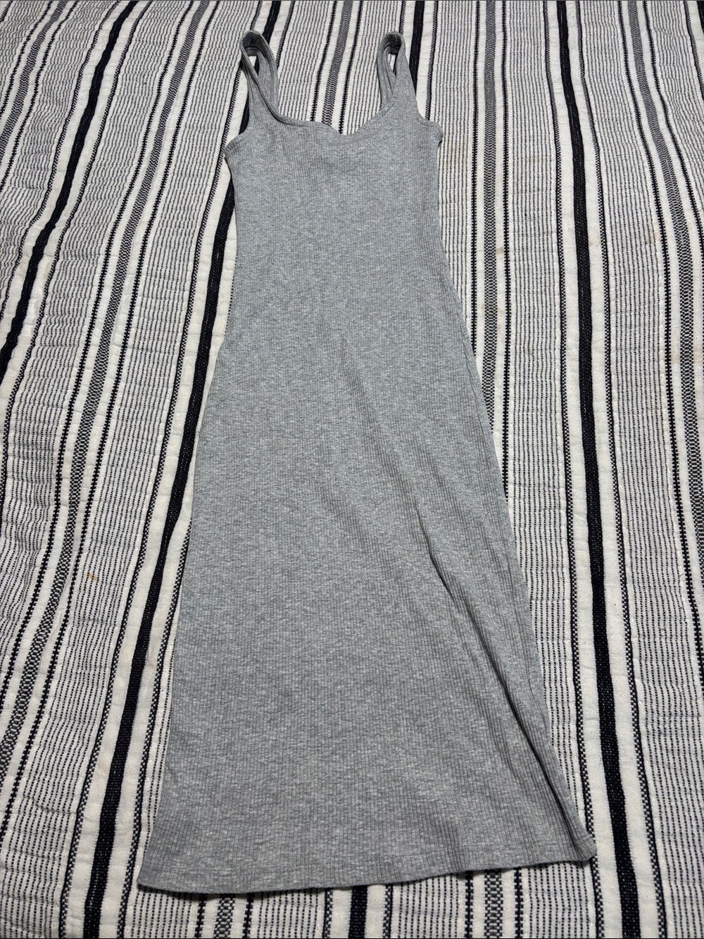 Gray Ribbed Tank Dress